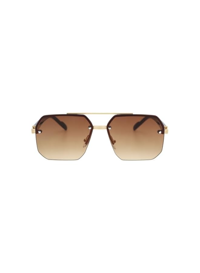 NIBEMINENT Trendy Square Sunglasses Womens Men Semi Rimless Gradient Lens Retro Aviator Sun Glasses Double Bridge - Image 2